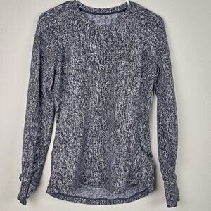 Lululemon Extra Mile w-Pocket Black White Athletic Top Long Sleeve Womens Size 8